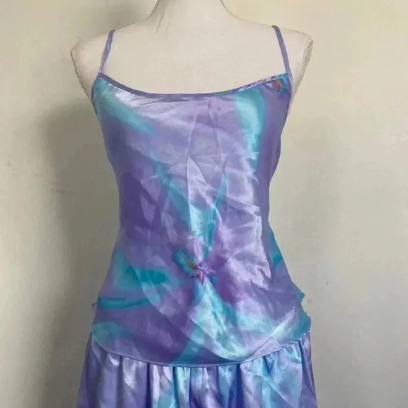 Blue & purple satin pajama set. - Picture 2 of 4